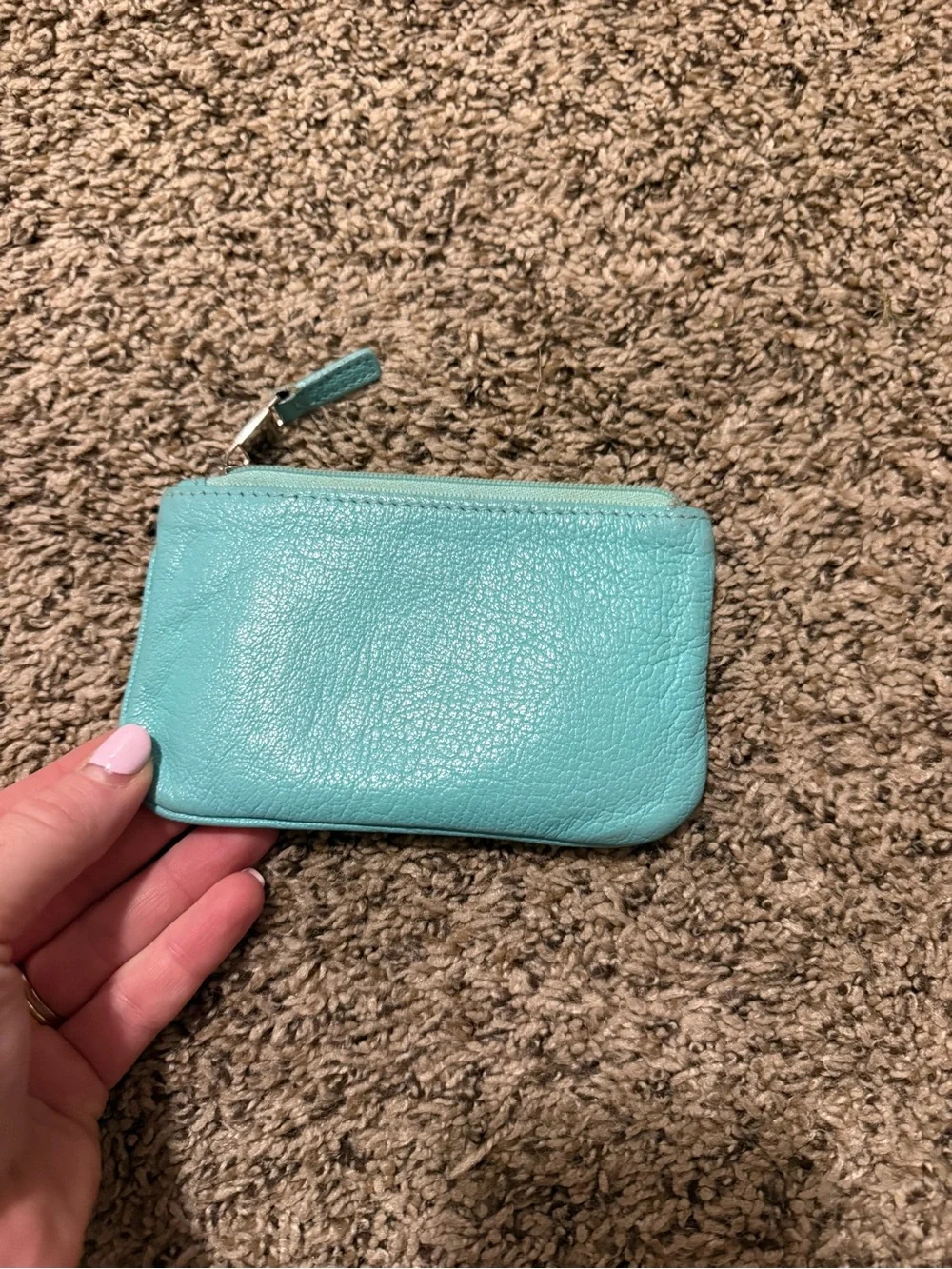 Tiffany & Co. aqua leather pouch